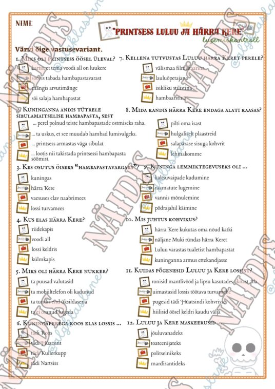 “PRINTSESS LULUU JA HÄRRA KERE” LUGEMISKONTROLL & LISAÜLESANDED - Image 3