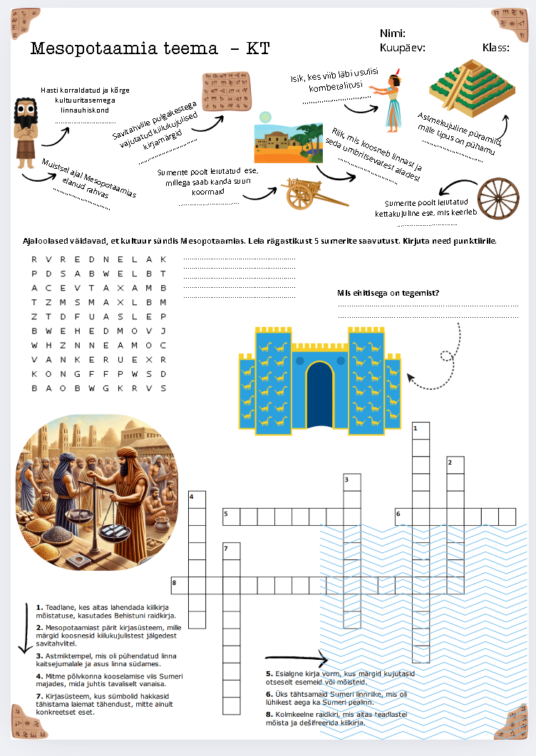 Mesopotaaamia teema - kontrolltöö (2 versiooni)