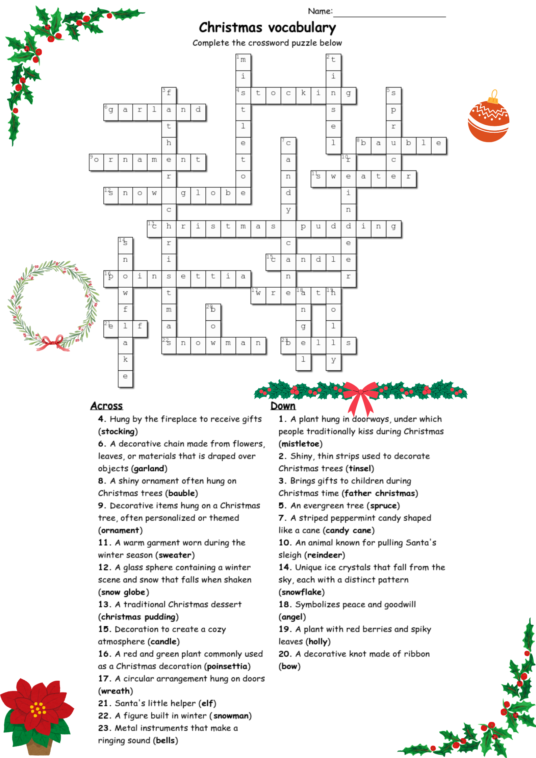 Christmas crossword