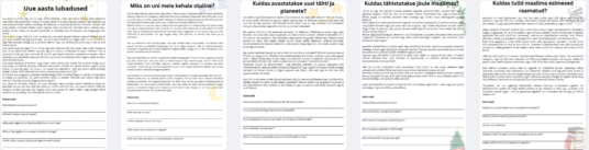 Funktsionaalne lugemine// 5 teemat (uus aasta, uni, planeedid, jõulud, raamatud)