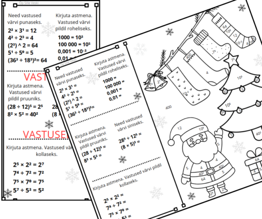 Arvu aste - värvimisleht 7. klassile