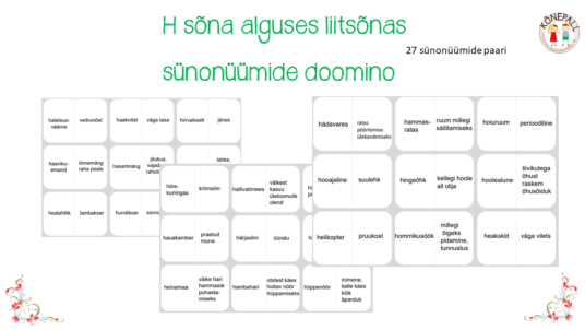 H sõna alguses liitsõnas, sünonüümide doomino