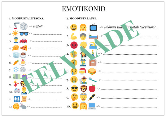 "EMOTIKONID - töölehtede komplekt" - Image 4