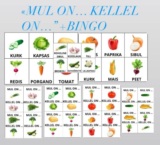 Mul on… kellel on…+bingo ( köögiviljad)