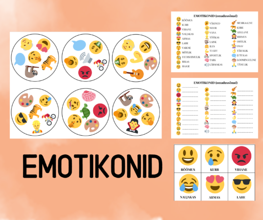 "EMOTIKONID ("Leia ühine sümbol", pildikaardid, tööleht, piltsõnastik)