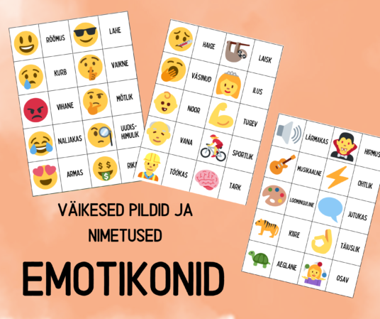 "EMOTIKONID - väikesed pildi- ja sõnakaardid (30 tk)