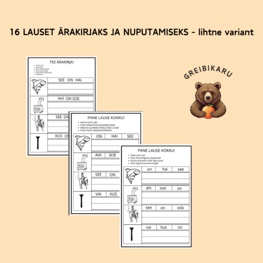 16 lauset ärakirjaks ja nuputamiseks - lihtne versioon
