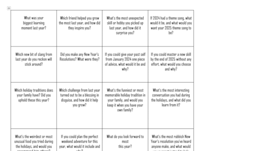 2024/2025 Reflection Bingo