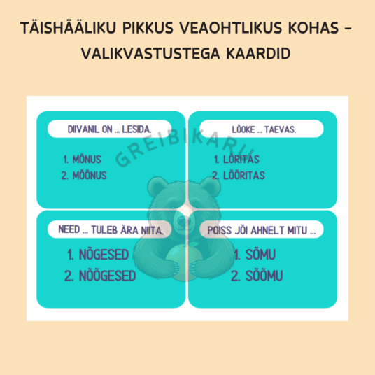 Täishääliku pikkus veaohtlikus kohas - valikvastustega kaardid