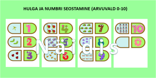 Hulga ja numbri seostamine (arvuvald 0-10)