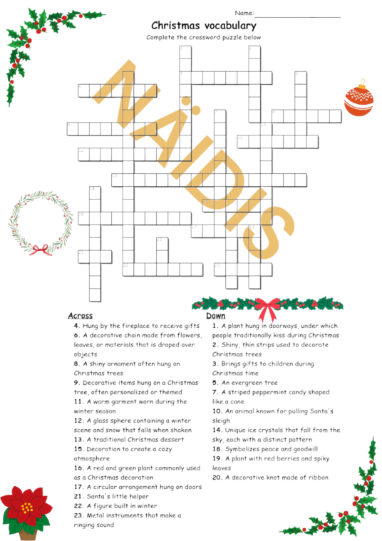 Christmas crossword