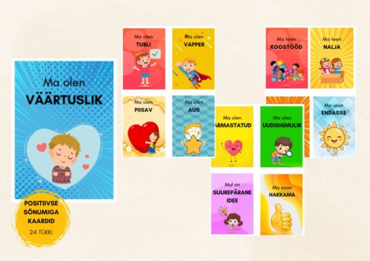 Positiivse sõnumiga kaardid, 24 tükki