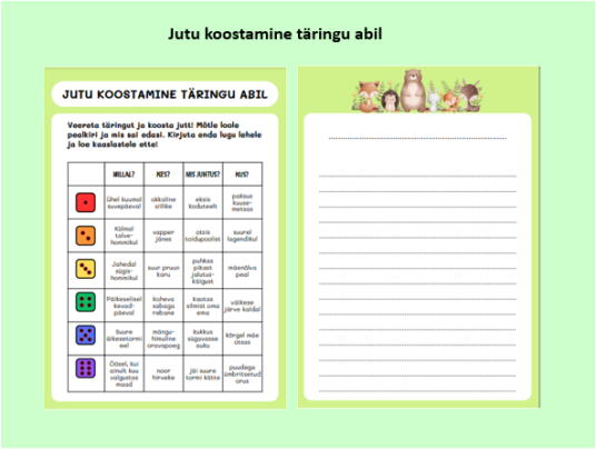 Jutu koostamine täringu abil