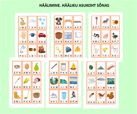 Hääliku asukoht sõnas (pildikaardid)