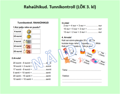 Rahaühikud, tunnikontroll (LÕK 3.kl)