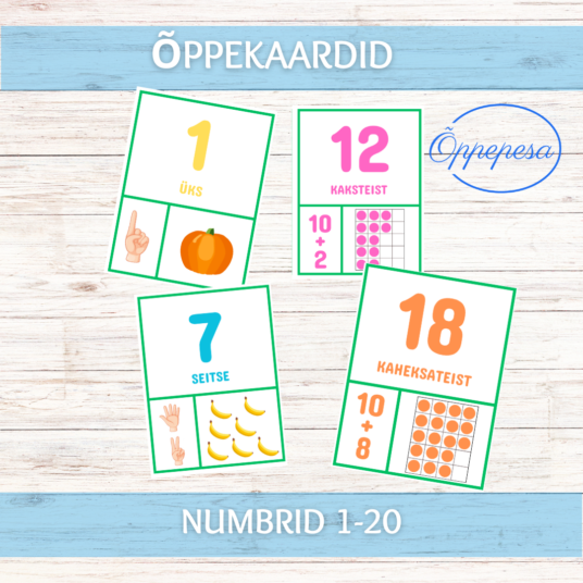 Õppekaardid. Numbrid 1-20