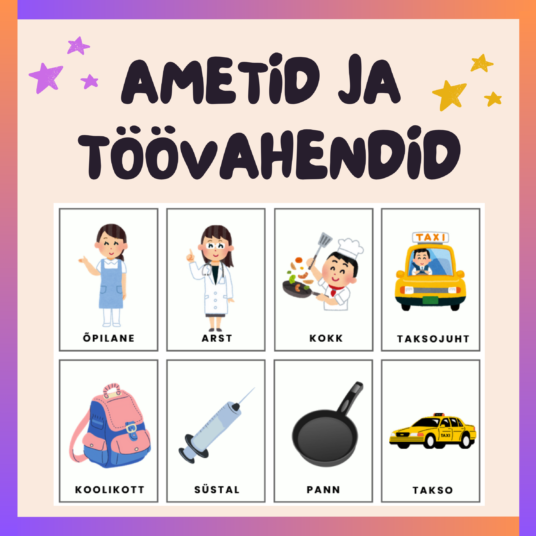 Ametid ja töövahendid mängukaardid / memory