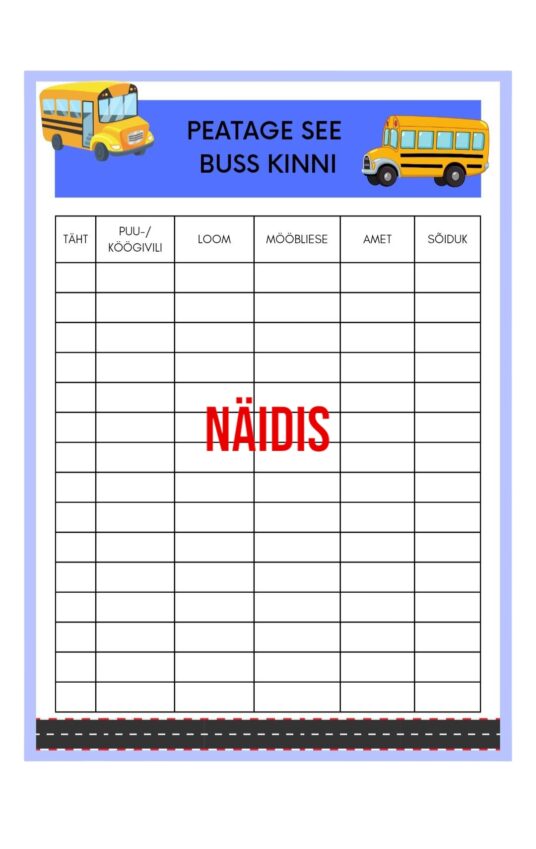Sõnamäng "PEATAGE SEE BUSS KINNI"