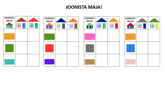 Joonista maja! (Visuaalne taju, värvitaju, tähelepanu)