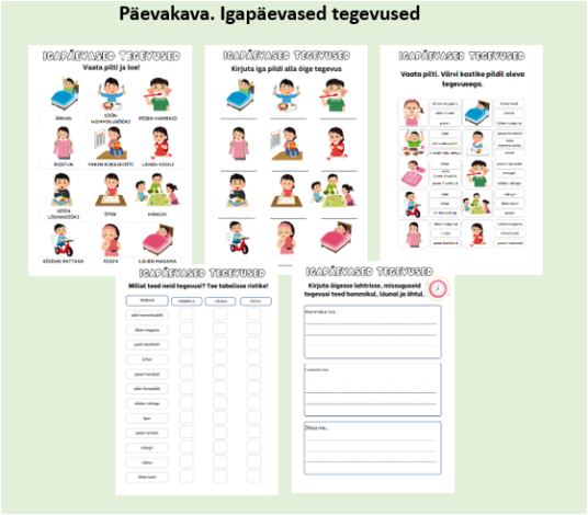 Päevakava. Igapäevased tegevused