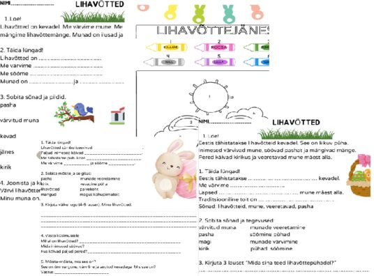 Lihavõtted 1.-3.klass; eesti keel teise keelena