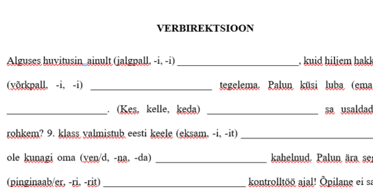 Verbirektsioon. Ülesanne