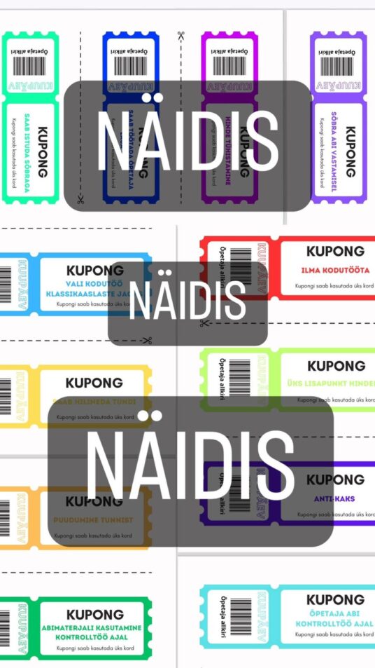Kupongid õpilaste motiveerimiseks