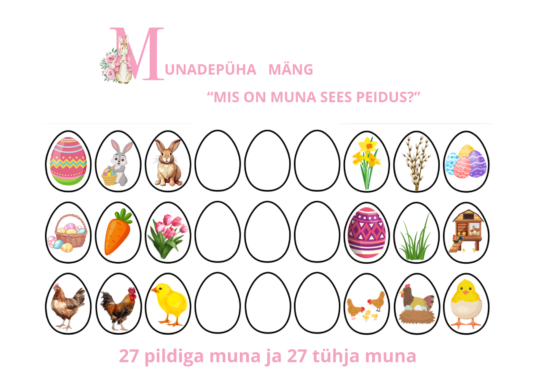 Õppemäng: mis on muna sees peidus? (munadepüha, lihavõtted, kevadpüha)