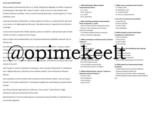 Rahvusvaheline Lasteraamatute Päev (B1)