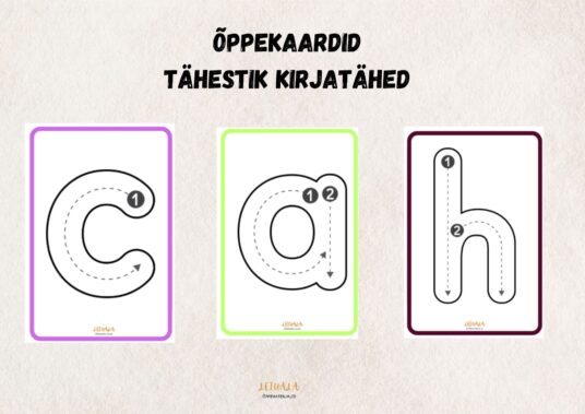 Nooltega tähestik, õppekaardid
