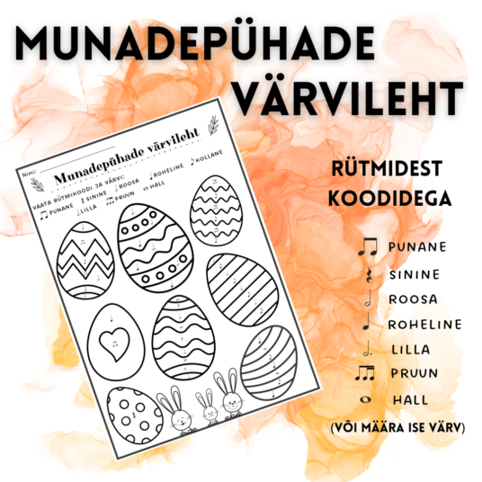 Munadepühade värvimisleht rütmikoodiga