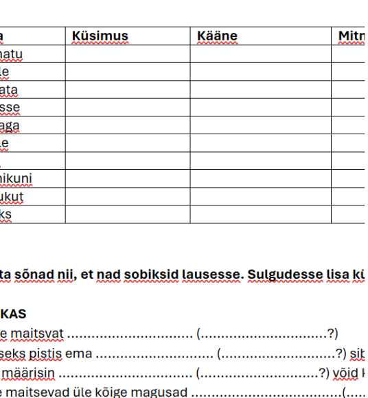 Käänete töö