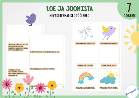 Töölehed - kevadeteemaline "Loe ja joonista"