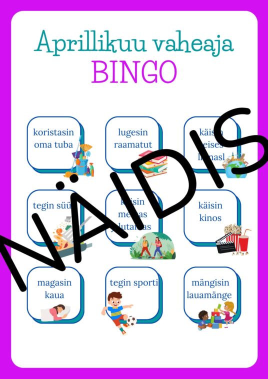 Aprillikuu vaheaja bingo