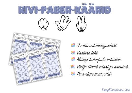 Kivi-paber-käärid: Kümnend­murdude liitmine (peast arvutamine)