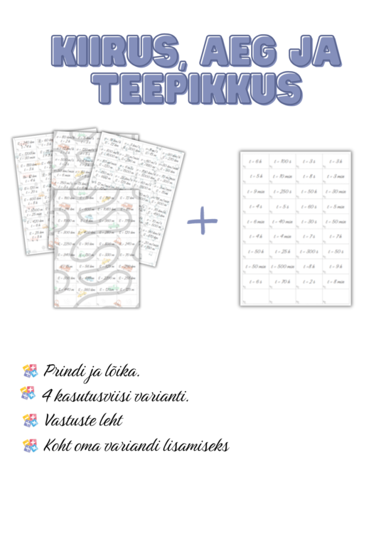 Kiirus, aeg ja teepikkus