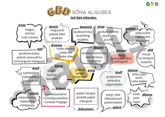 G, B, D sõna algul.