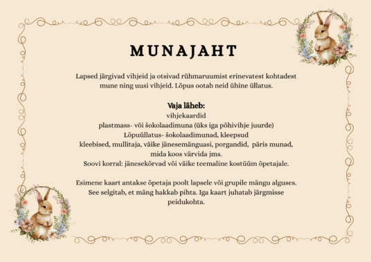 MUNAJAHT. Otsimismäng- 18 vihjekaarti toas kasutamiseks. - Image 2