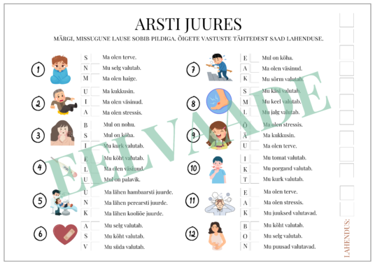 "ARSTI JUURES (TERVIS) - viktoriin"