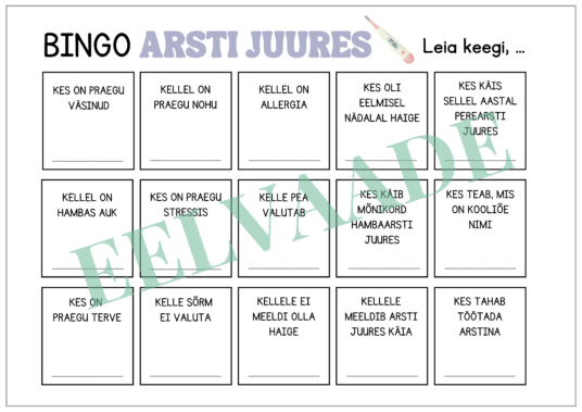 "ARSTI JUURES (TERVIS) - bingo"