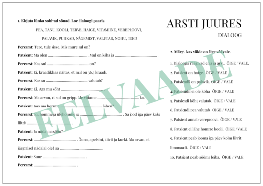 "ARSTI JUURES - lugemisülesanne"