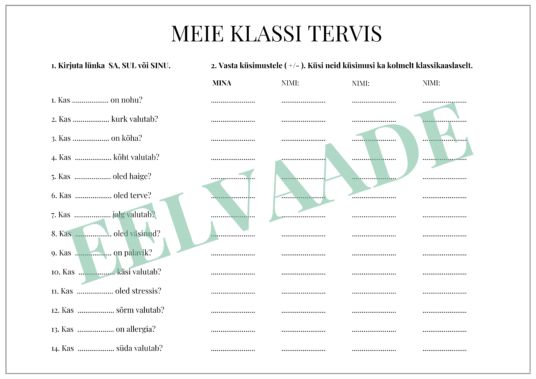 "TERVIS - töölehtede komplekt (14 lk) - Image 10