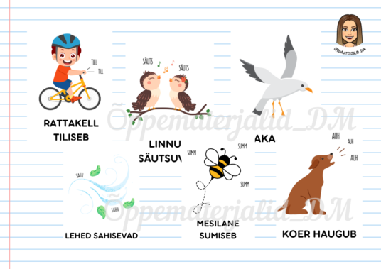 Helid ja hääled looduses (sõnavarakaardid)