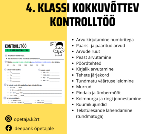 4.klassi kokkuvõttev kontrolltöö