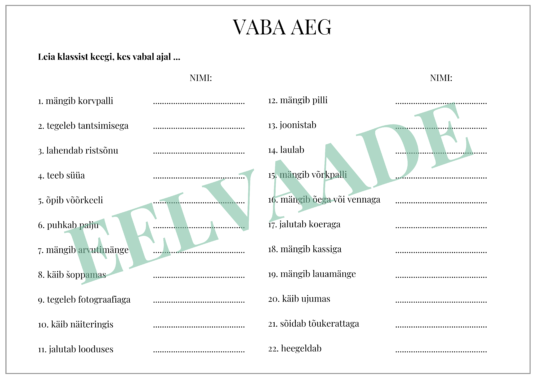 "VABA AEG - leia keegi, kes ..."