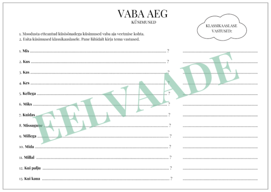 "VABA AEG / HOBID - töölehtede komplekt" - Image 18