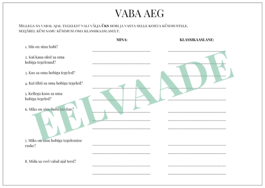 "VABA AEG / HOBID - töölehtede komplekt" - Image 17