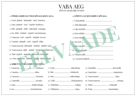 "VABA AEG / HOBID - töölehtede komplekt" - Image 10