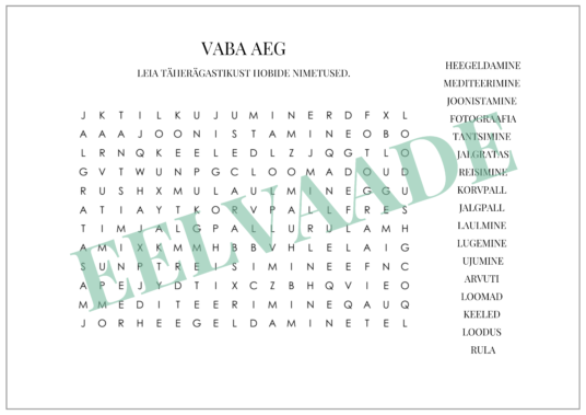 "VABA AEG / HOBID - töölehtede komplekt" - Image 8