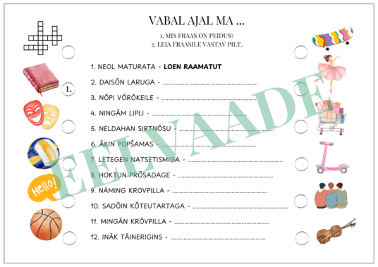 "VABA AEG / HOBID - töölehtede komplekt" - Image 5